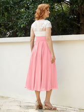 Cap Sleeves Chiffon Dresses with Ivory Bodice Flamingo