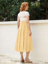 Cap Sleeves Chiffon Dresses with Ivory Bodice Gold