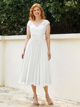 Cap Sleeves Chiffon Dresses with Ivory Bodice Ivory