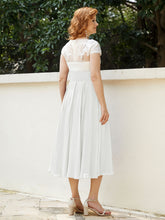 Cap Sleeves Chiffon Dresses with Ivory Bodice Ivory