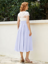 Cap Sleeves Chiffon Dresses with Ivory Bodice Lavender