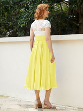 Cap Sleeves Chiffon Dresses with Ivory Bodice Lemon