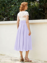 Cap Sleeves Chiffon Dresses with Ivory Bodice Lilac