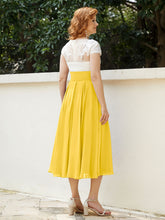 Cap Sleeves Chiffon Dresses with Ivory Bodice Marigold