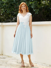 Cap Sleeves Chiffon Dresses with Ivory Bodice Mist
