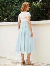 Cap Sleeves Chiffon Dresses with Ivory Bodice Mist