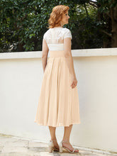 Cap Sleeves Chiffon Dresses with Ivory Bodice Peach
