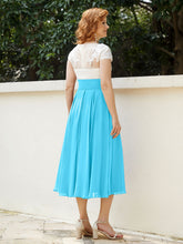 Cap Sleeves Chiffon Dresses with Ivory Bodice Pool