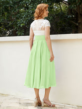 Cap Sleeves Chiffon Dresses with Ivory Bodice Sage