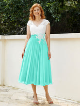 Cap Sleeves Chiffon Dresses with Ivory Bodice Spa
