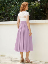 Cap Sleeves Chiffon Dresses with Ivory Bodice Wisteria