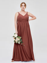 V-neck Chiffon Dresses with Double Straps Terracotta
