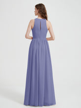 Simple Chiffon Bridesmaid Dress with Slit Periwinkle