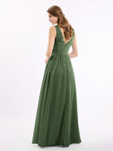 Floral Lace Top and Chiffon Bottom Full-length Dresses Olive Green