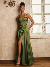 Sweetheart Spaghetti Straps with Lace-up Olive Green