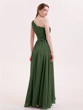 One Shoulder Dresses with Lace Bodice Olive Green