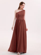 One Shoulder Dresses with Lace Bodice Terracotta