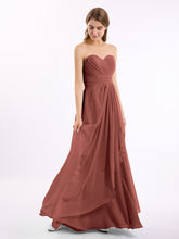 Strapless Long Chiffon Dresses with Cascade Hem Terracotta