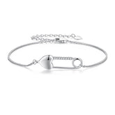 Sterling Silver Bracelet Chain with Heart Pin