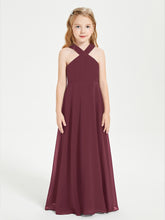 Grecian Neckline Long Dresses for Junior Bridesmaids Cabernet