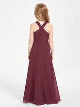 Grecian Neckline Long Dresses for Junior Bridesmaids Cabernet
