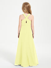 Grecian Neckline Long Dresses for Junior Bridesmaids Daffodil