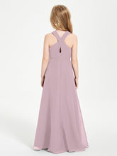 Grecian Neckline Long Dresses for Junior Bridesmaids Dusk