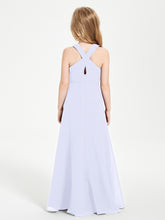 Grecian Neckline Long Dresses for Junior Bridesmaids Lavender
