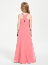 Grecian Neckline Long Dresses for Junior Bridesmaids Watermelon