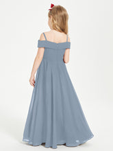 Off-the-Shoulder Dresses for Stylish Junior Bridesmaids Dusty Blue