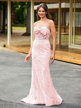 Bow-Front Lace-Embellished Trumpet/Mermaid Gown Blushing Pink