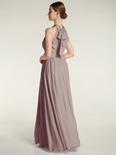 Halter Chiffon Bridesmaid Dress with Slit Dusk