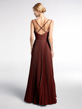 Double Straps Pleated Skirt Dress with Self-tie Terracotta