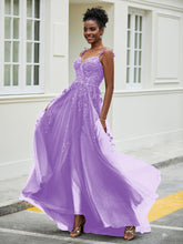 Sweetheart Appliqued Tulle Dress With Slit Lilac