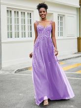 Sweetheart Appliqued Tulle Dress With Slit Lilac
