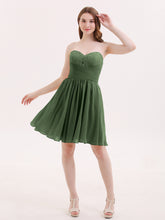 Sweetheart Neck Short Chiffon Dresses Olive Green