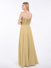 Sequins Top Chiffon Button Long Dresses Gold