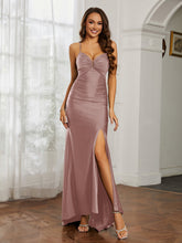 Sweetheart Rhinestone Sheath Dress With Slit Dusty Rose