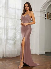 Sweetheart Rhinestone Sheath Dress With Slit Dusty Rose