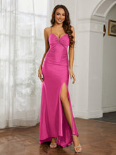 Sweetheart Rhinestone Sheath Dress With Slit Fuchsia