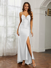 Sweetheart Rhinestone Sheath Dress With Slit Ivory