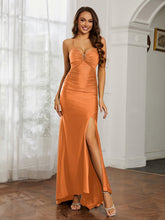 Sweetheart Rhinestone Sheath Dress With Slit Orange