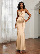 Satin Cowl Neck Mermaid Dress Champagne
