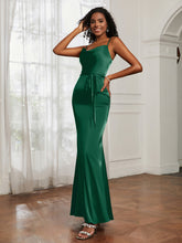 Satin Cowl Neck Mermaid Dress Dark Green