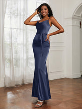 Satin Cowl Neck Mermaid Dress Dark Navy