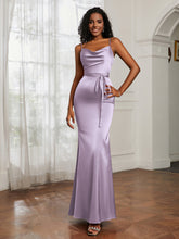 Satin Cowl Neck Mermaid Dress Lilac