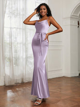 Satin Cowl Neck Mermaid Dress Lilac
