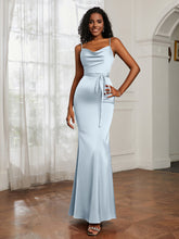 Satin Cowl Neck Mermaid Dress Mist