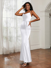 Satin Cowl Neck Mermaid Dress White
