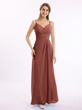 Double Straps Chiffon Dress with Sweetheart Neck Terracotta